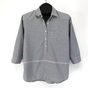 J. Crew Boyfriend Popover Shirt Women's Size 6 Striped 100% Cotton Woven Casual